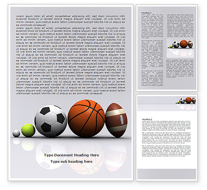 Sport Balls Flyer Template, Background in Microsoft Word, Publisher and