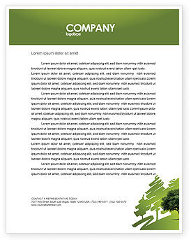 Green Tree On Light Olive Background Letterhead Template Layout