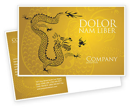 chinese dragon postcard template in microsoft word, adobe indesign chinese dragon postcard template in microsoft word, adobe indesign, Presentation templates