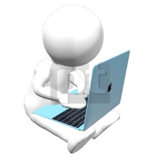 Seating Man Working on Laptop Animated Clip Art | 00686 |  