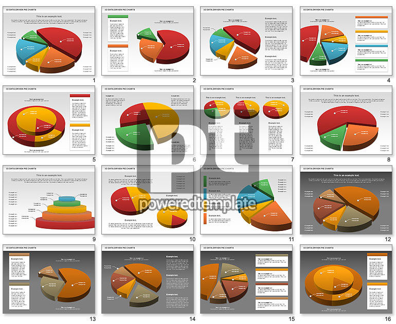 3d coleção de gráficos de torta (dados conduzidos)