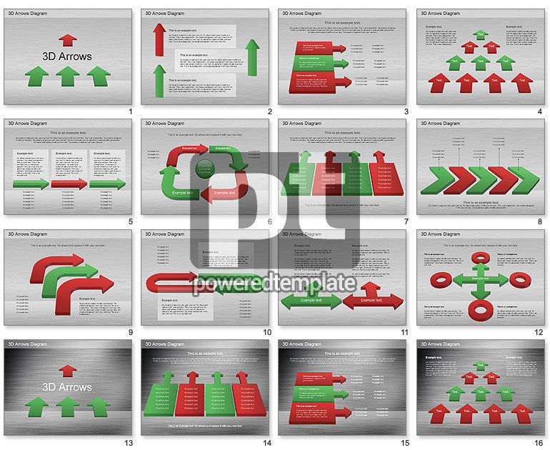 Colección 3D de flechas de proceso