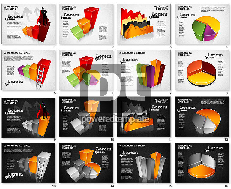 3D Diagrams and Charts Shapes