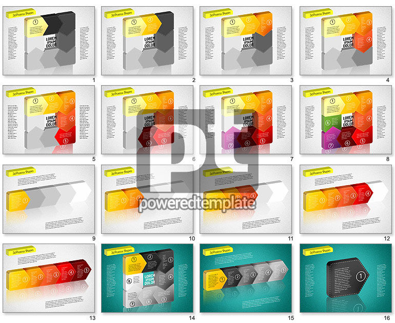 3D-Ketten-Prozess Pfeile Diagramm