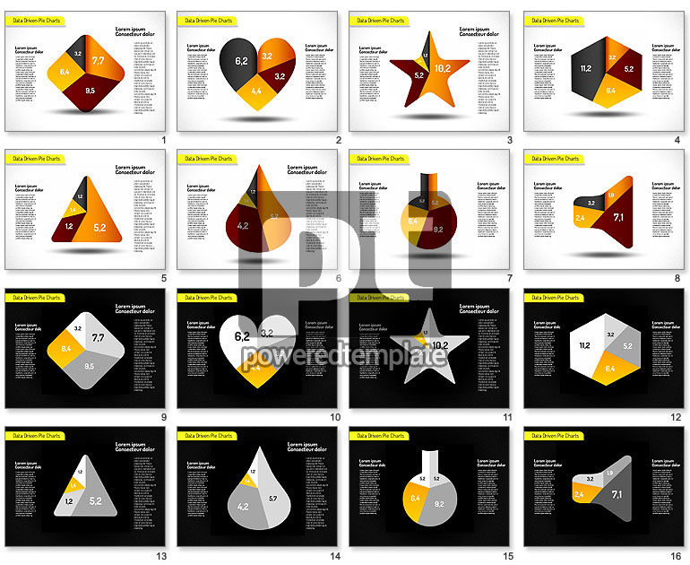 Creativo grafici a torta set (dati guidato)