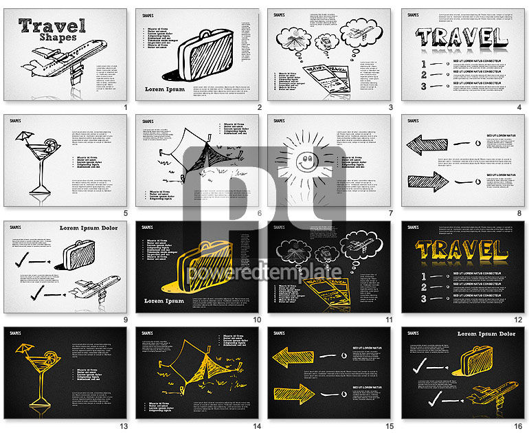 Formes de voyage dessinées à la main