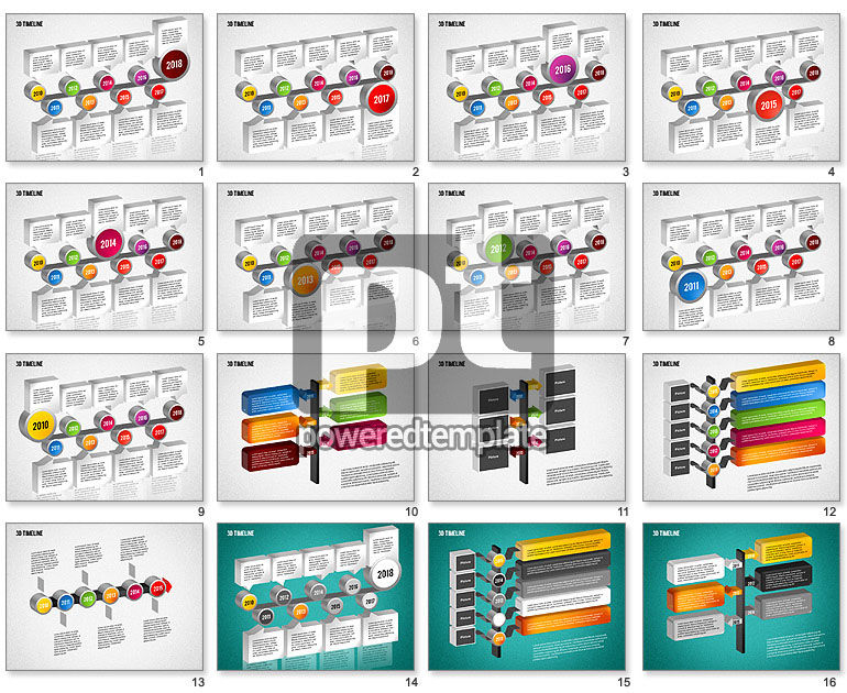 3d Timeline Dengan Textboxes