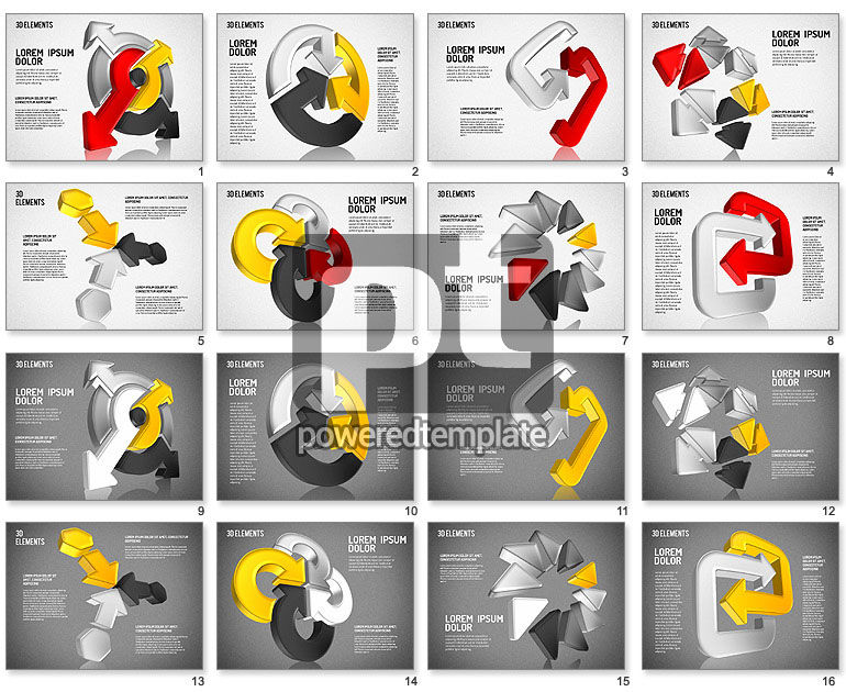 Formes de directions 3D colorées