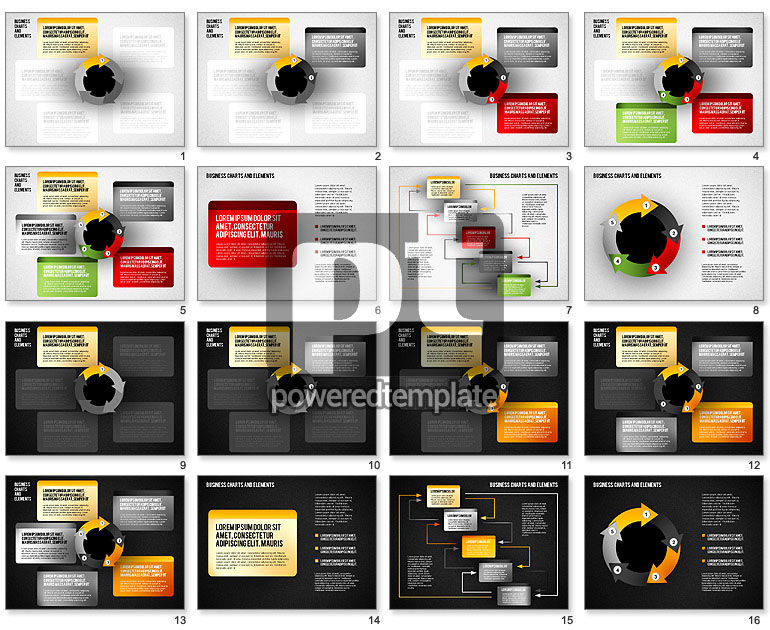 Zyklus Prozessdiagramm mit Textfeldern