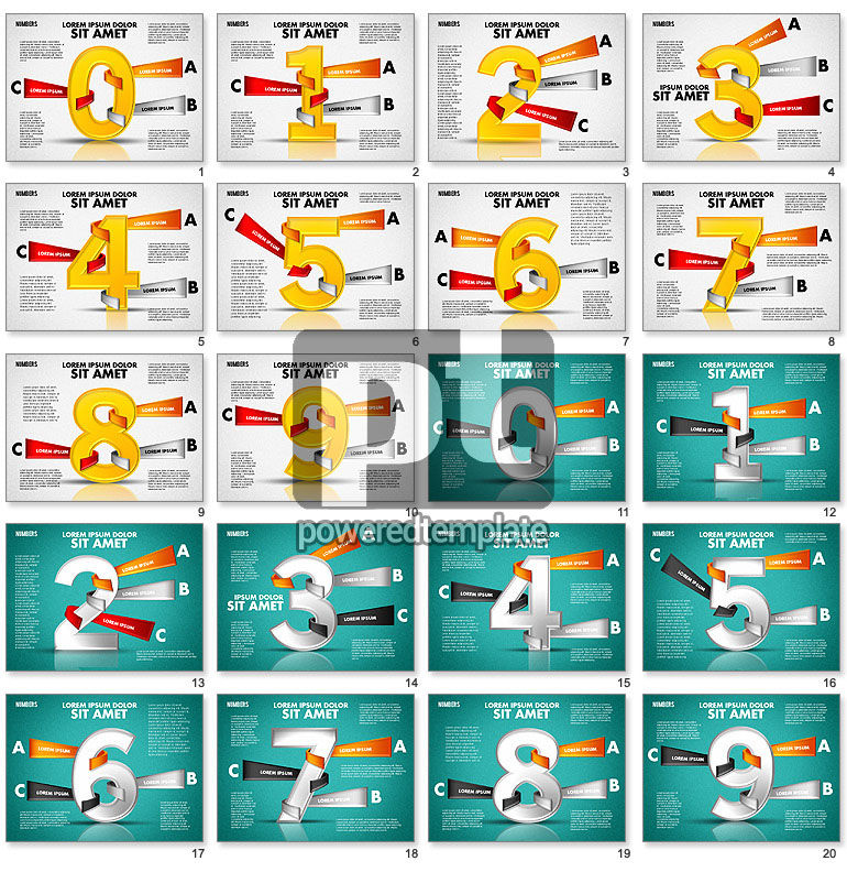 Numbers com formas de tags