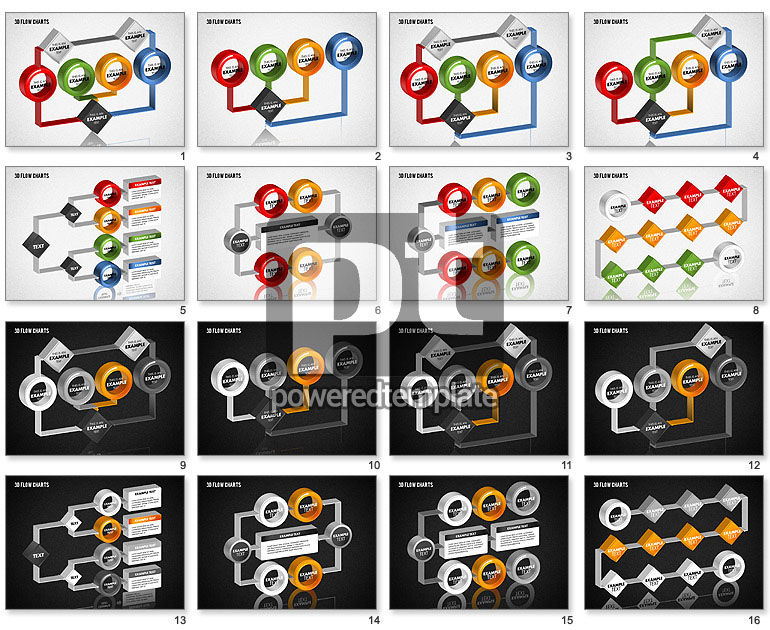 3D Flow Charts with Circles for PowerPoint Presentations, Download Now ...