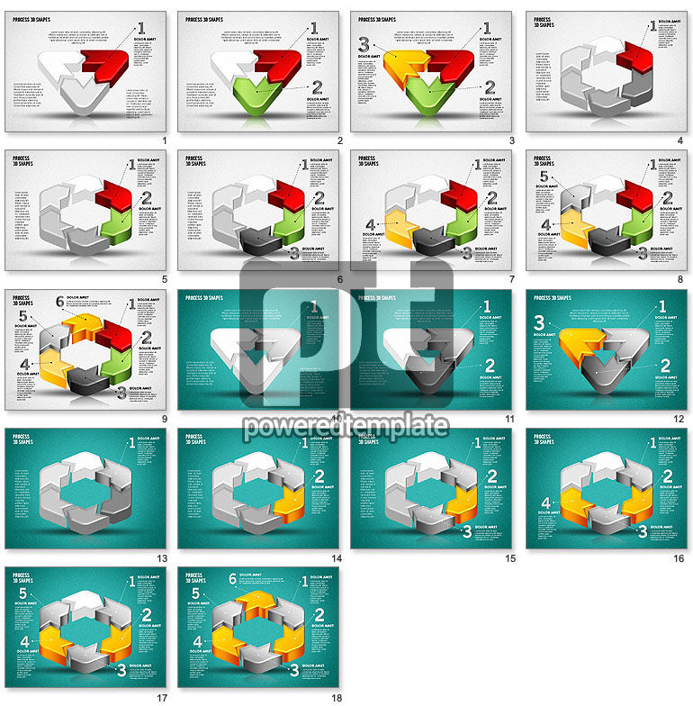 3d formas de processo de cores