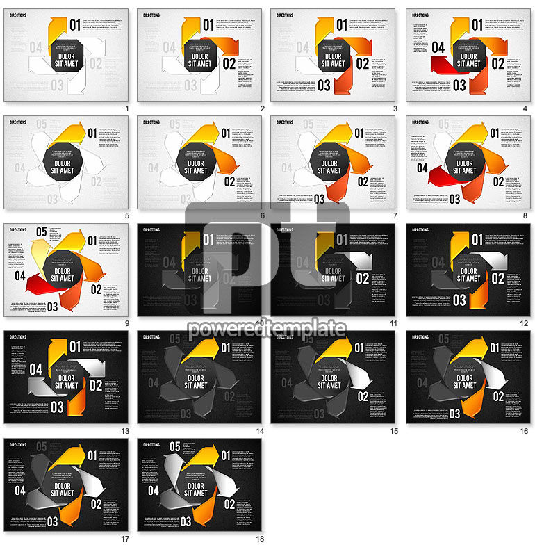 Etapes de processus de style Pinwheel