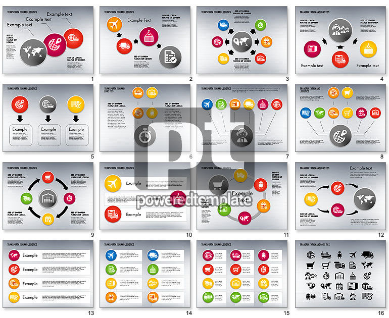 Transportation and Logistics Process with Icons