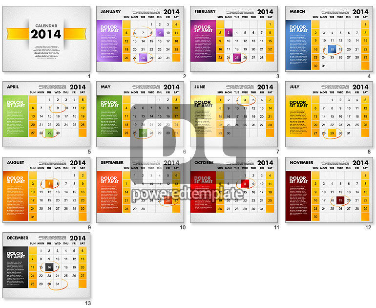 2014 del calendario per PowerPoint