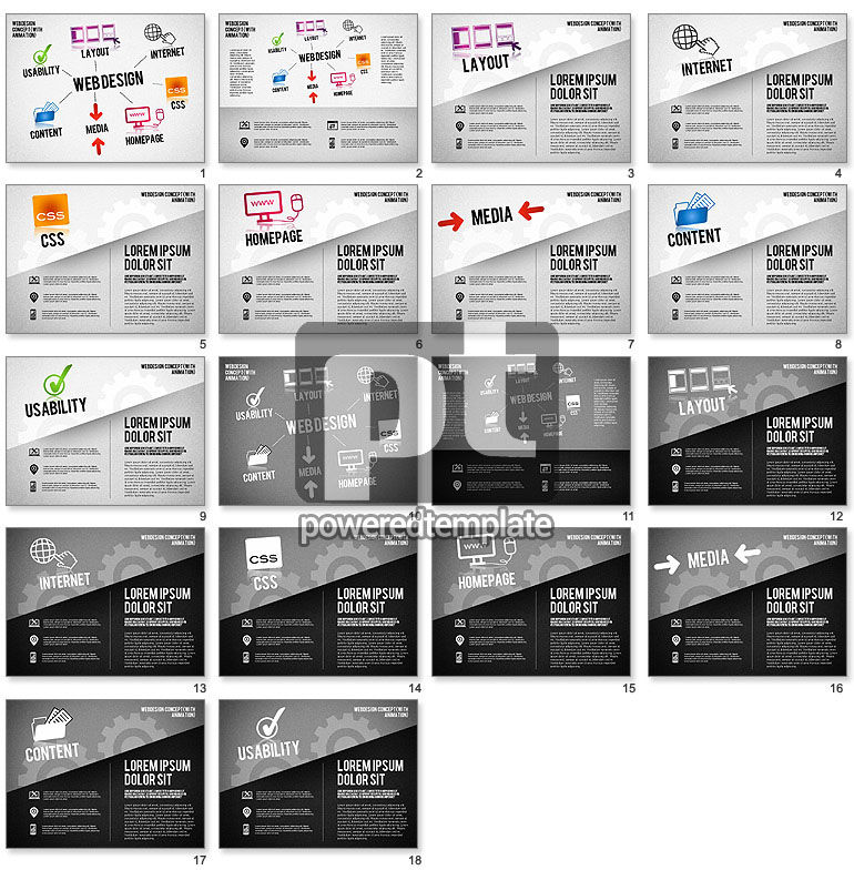 Webdesign-konzeptdiagramm (mit animation)