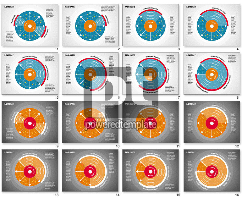 Grafico radar in stile piatto