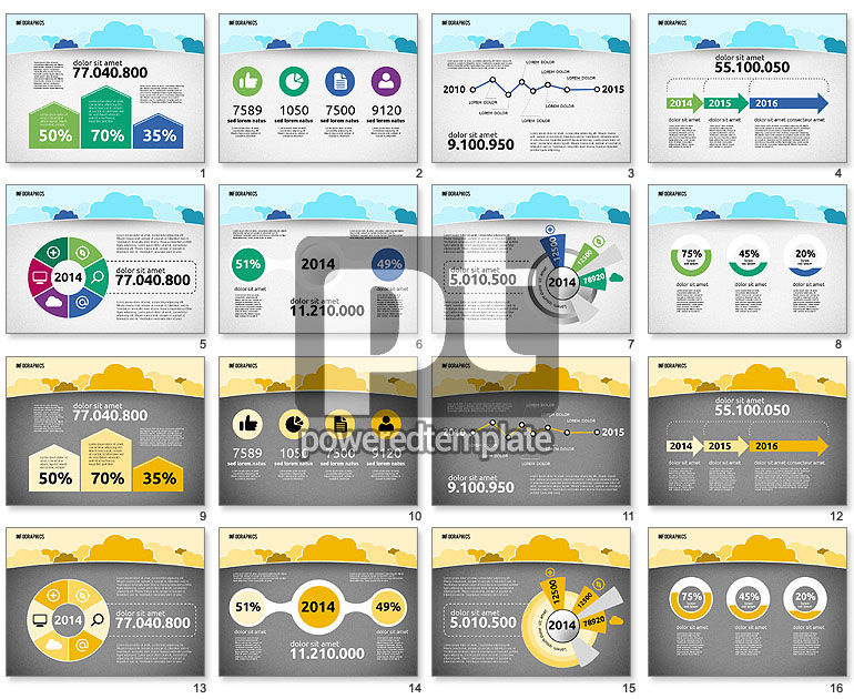 Presentation with Clouds in Flat Design