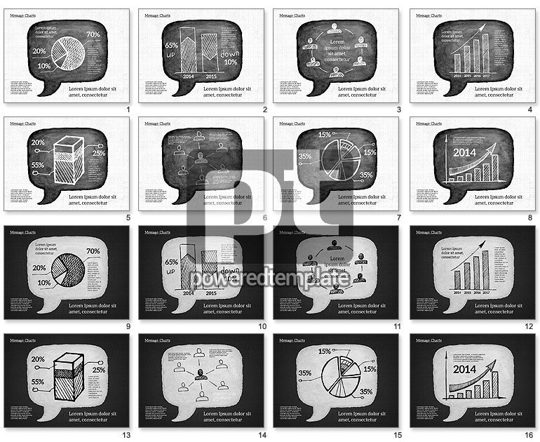 Burbuja de discurso con diagramas