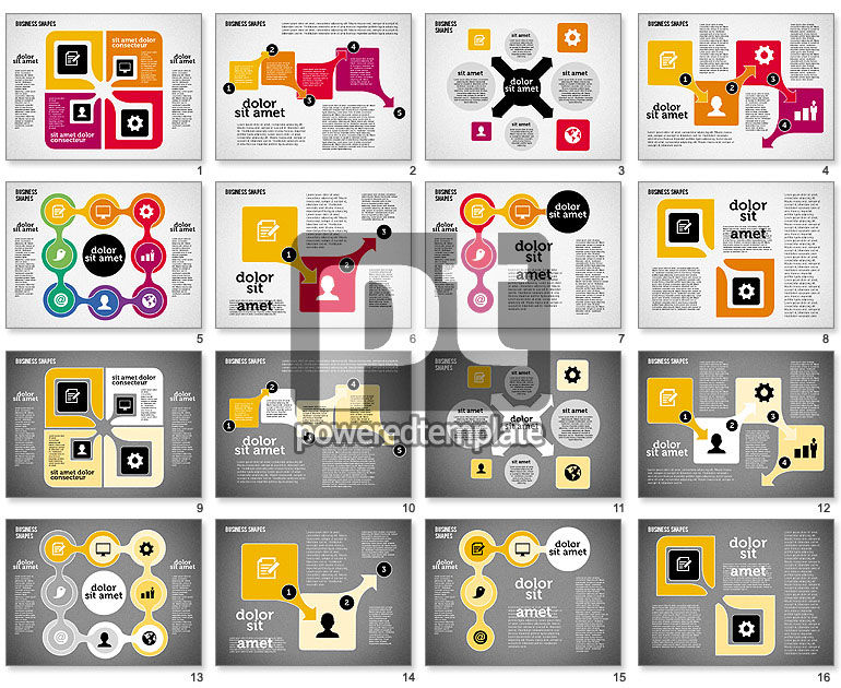 Processo insieme di forme in design piatto