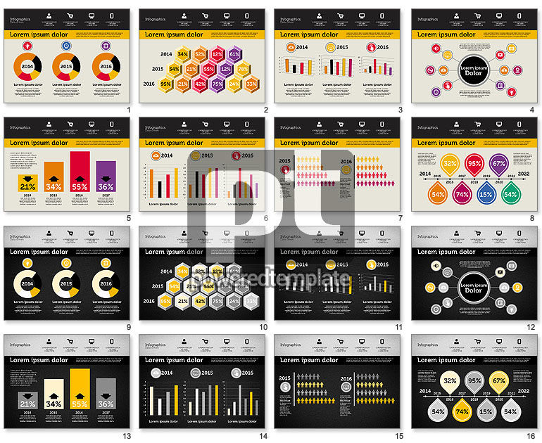 Presentazione con inforgraphics in design piatto