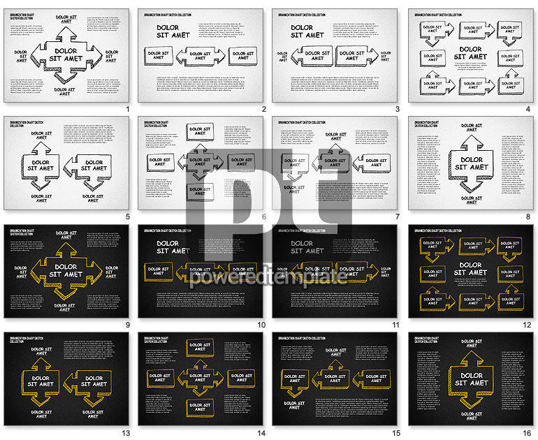 Modèle de diagramme de processus en style croquis