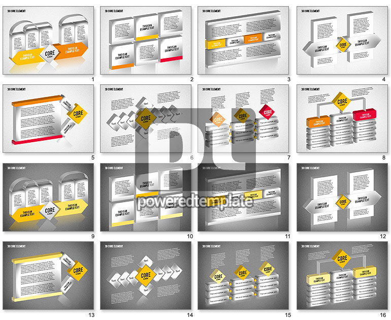 3d diagrama de elementos do núcleo