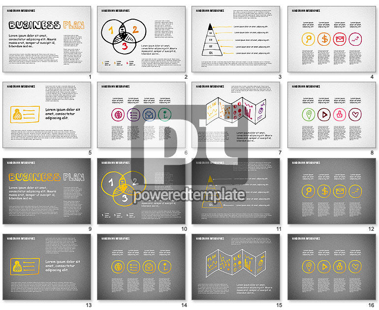 Business plan in de hand getekende stijl