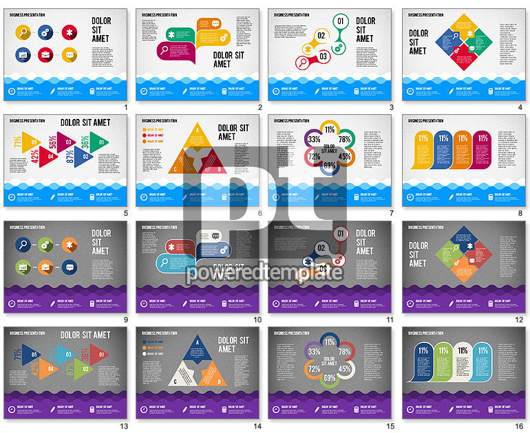 Presentación con iconos y formas en estilo plano