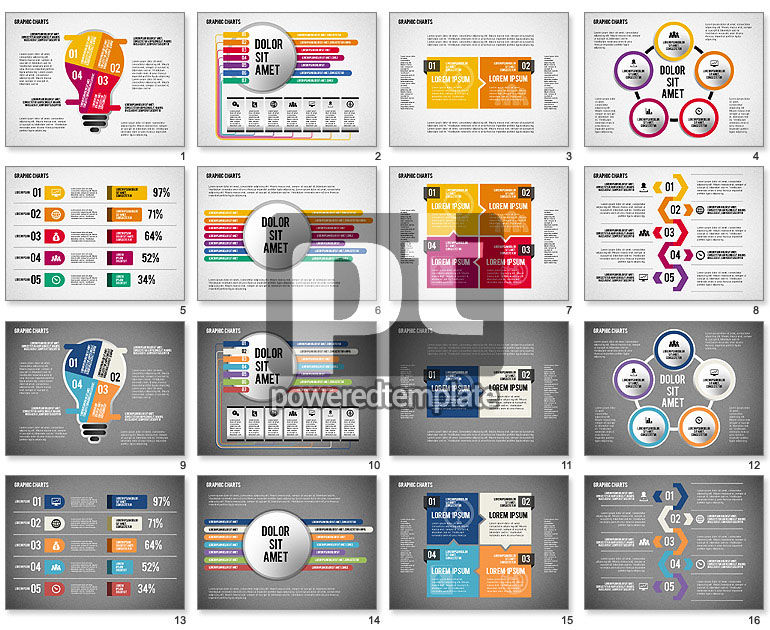 Charts coleção em design plano