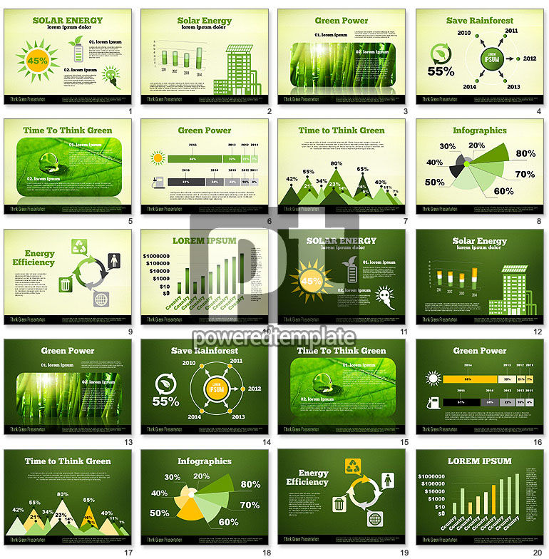  Pense modelo de apresentação verde