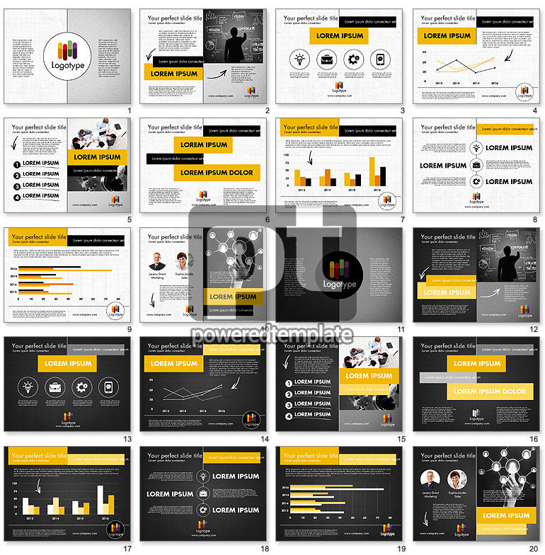 Modèle de présentation noir et jaune