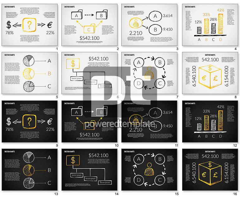 Financial Sketch Style Charts