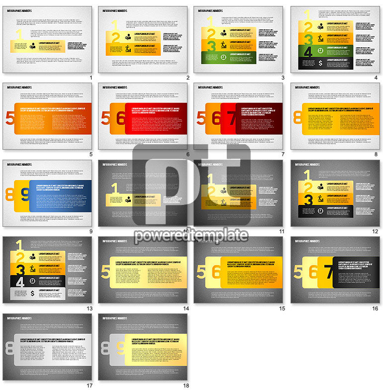 Opções com números e ícones