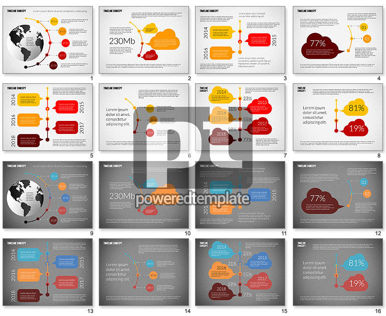 Diagram Garis Waktu Diatur Dalam Desain Datar