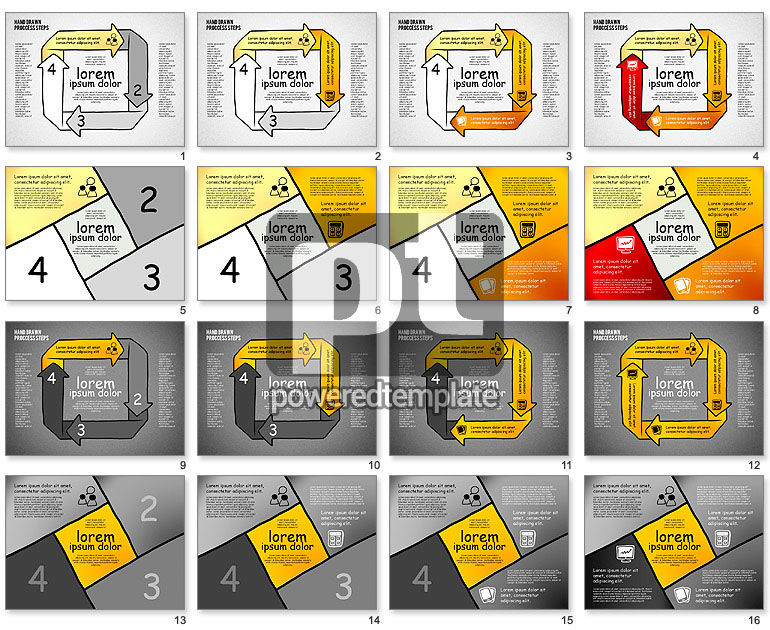 Diagrammi di processo in stile disegnare a mano