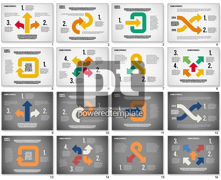 Flechas de proceso en la colección de diseño plano