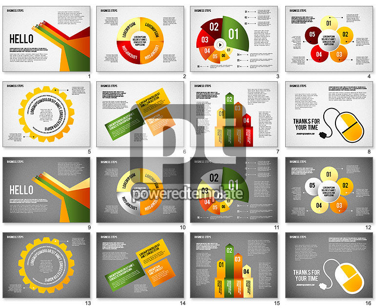 Diagrama de pasos de negocios de color