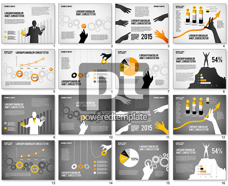 Datengesteuerte business-präsentationen mit formen und silhouetten