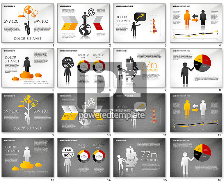 Presentation Template with Shapes and Silhouettes