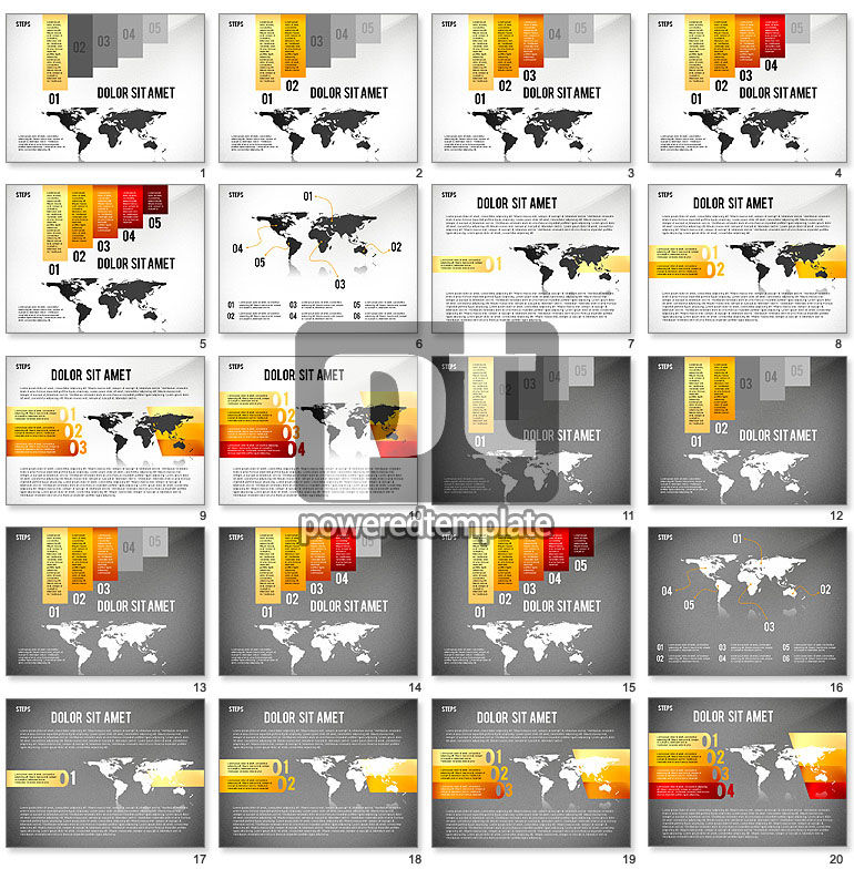 Diagramme étagé avec carte du monde