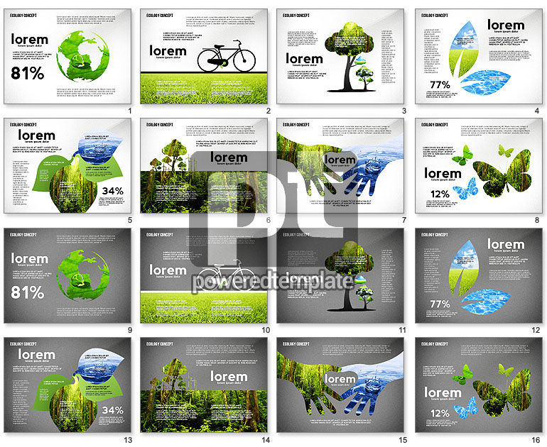 Modelo de apresentação de silhuetas de ecologia