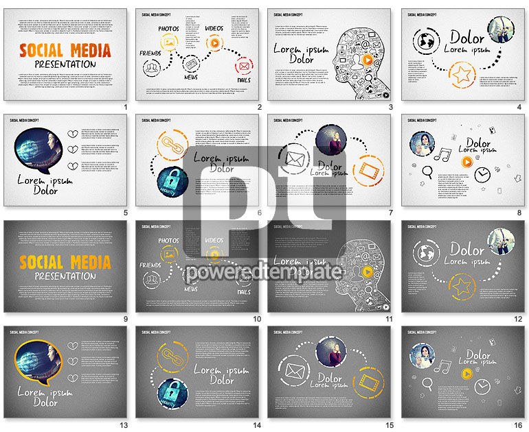 Présentation des médias sociaux avec des icônes