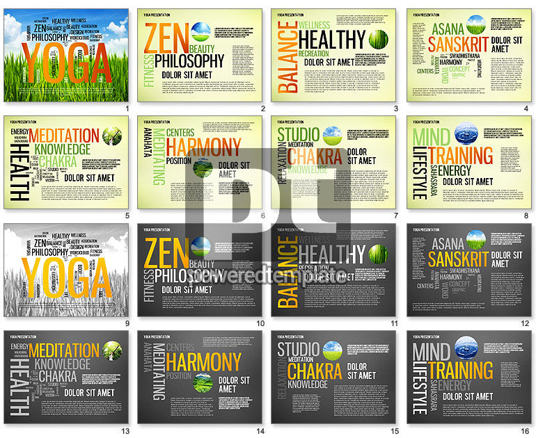 요가 단어 구름 프리젠 테이션 템플릿