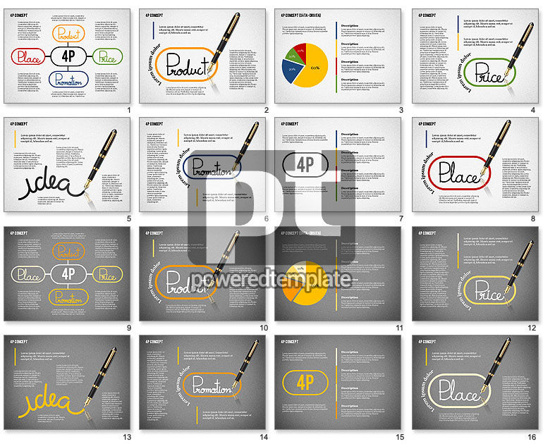 De 4ps van marketing presentatieconcept