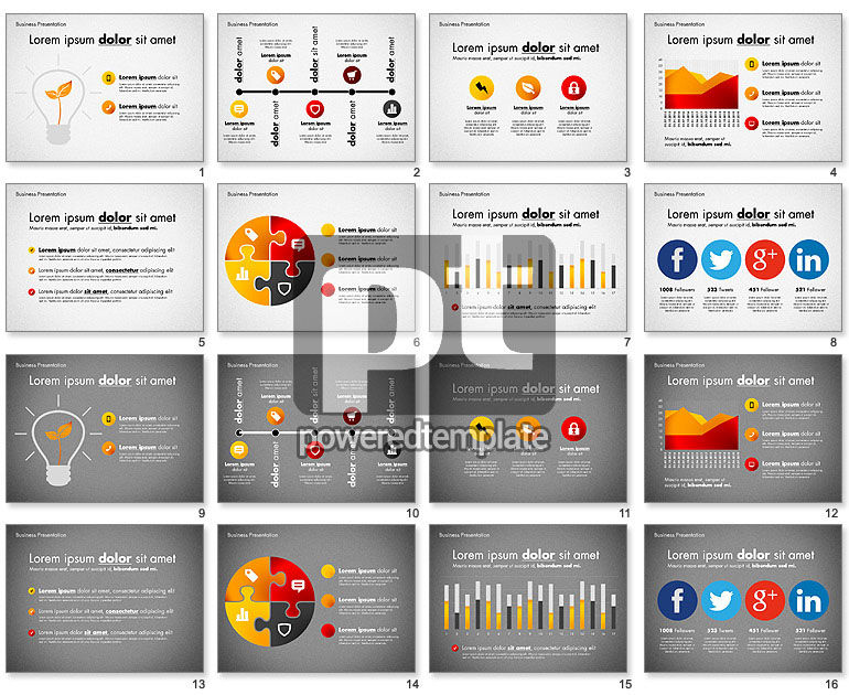 Moderne presentatiesjabloon met data-driven grafieken