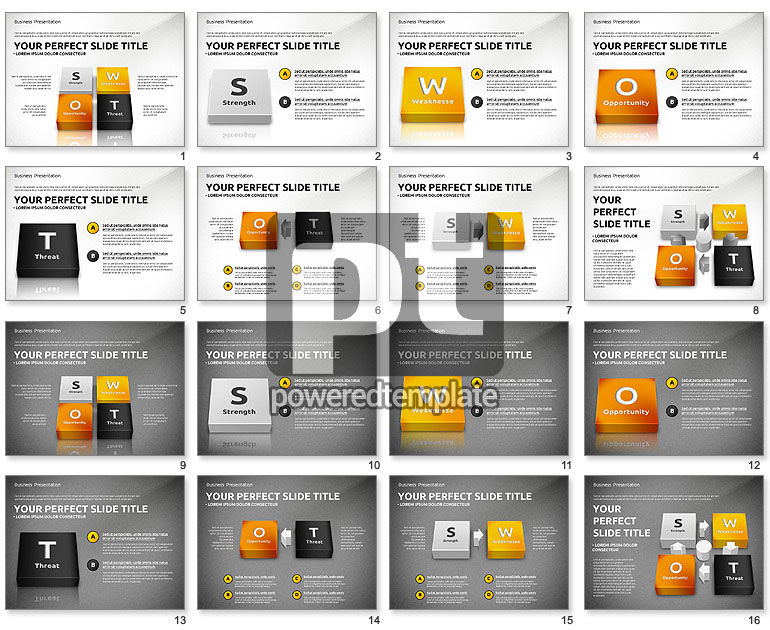 SWOT-analyse met 3d blokken