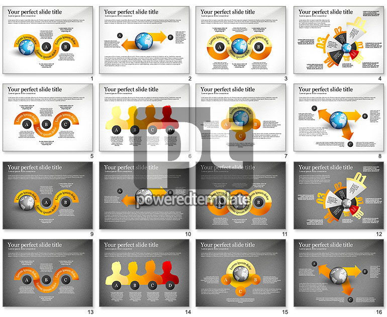 Etapes et diagramme de processus avec globe