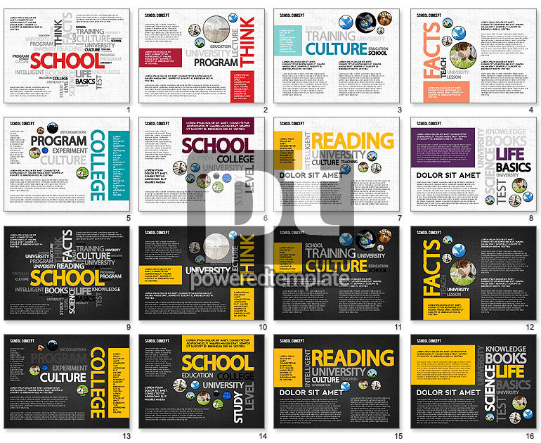 Onderwijs woordwolk van moderne presentatie-template