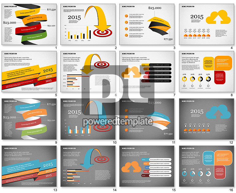 Presentación empresarial creativa con gráficos dirigidos por datos